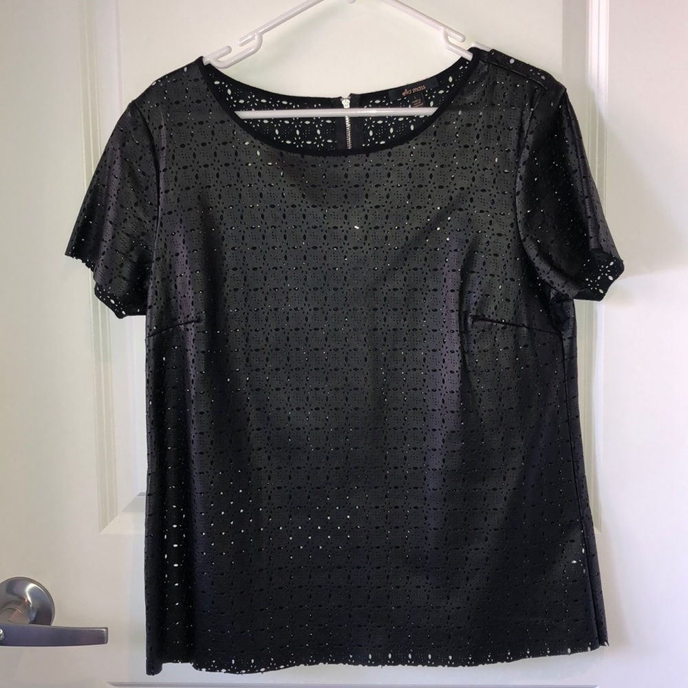 Ella Moss perforated faux leather top
